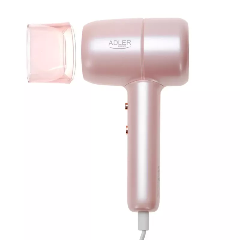 Adler AD 2279p secador de cabelo, 1800 W, iónico, 2 níveis de temperatura, rosa