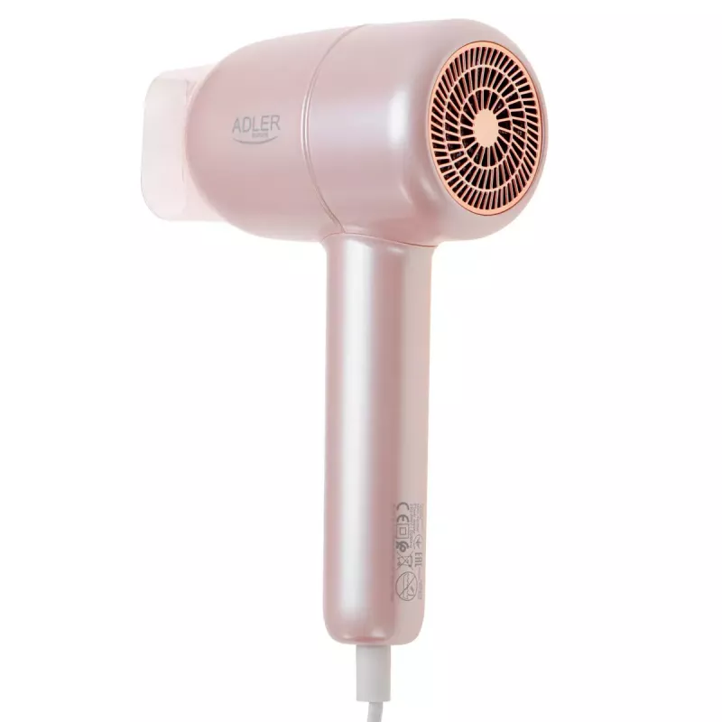 Adler AD 2279p secador de cabelo, 1800 W, iónico, 2 níveis de temperatura, rosa
