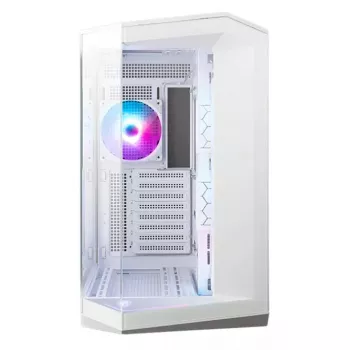 Caixa de PC MSI MAG PANO 100R PZ Midi-Tower branco — ATX, GPU 380 mm, dissipador CPU 166 mm, 8 slots de expansão, 3×2,5 polegadas + 2×3,5 polegadas, USB-A×2, USB-C×1
