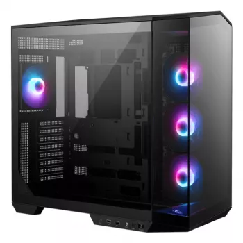 Caixa de PC MSI MAG PANO 100R PZ Midi-Tower preto, vidro temperado, suporta ATX/microATX, 482×290×519 mm