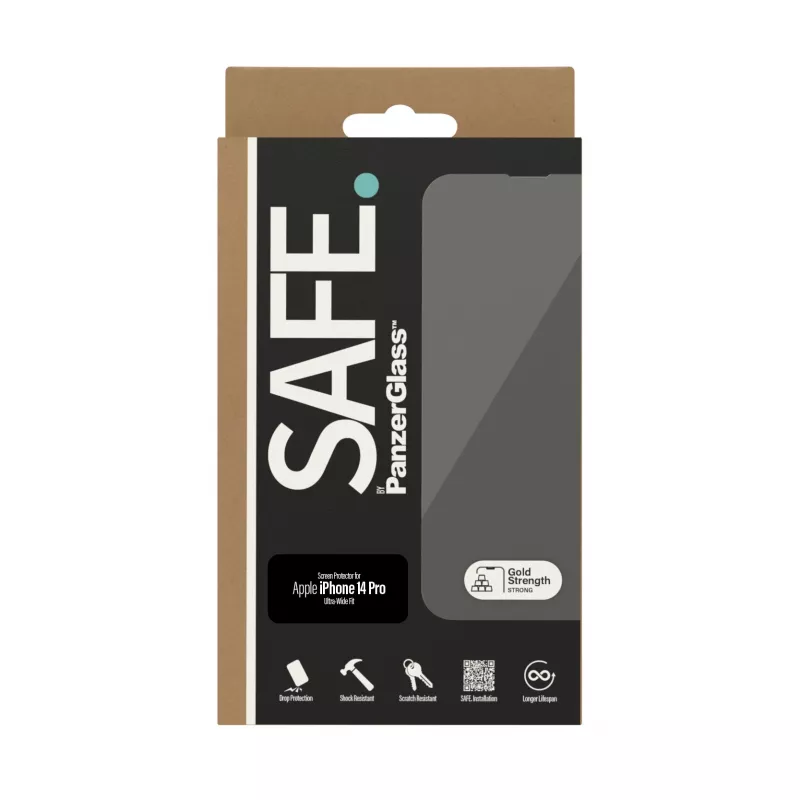 Película protetora de ecrã PanzerGlass SAFE. by ® para Apple iPhone 14 Pro Ultra-Wide Fit, resistente a riscos e choques