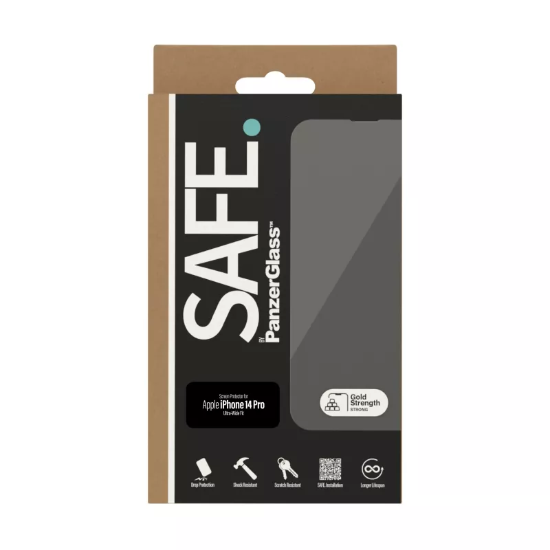 Película protetora de ecrã PanzerGlass SAFE. by ® para Apple iPhone 14 Pro Ultra-Wide Fit, resistente a riscos e choques