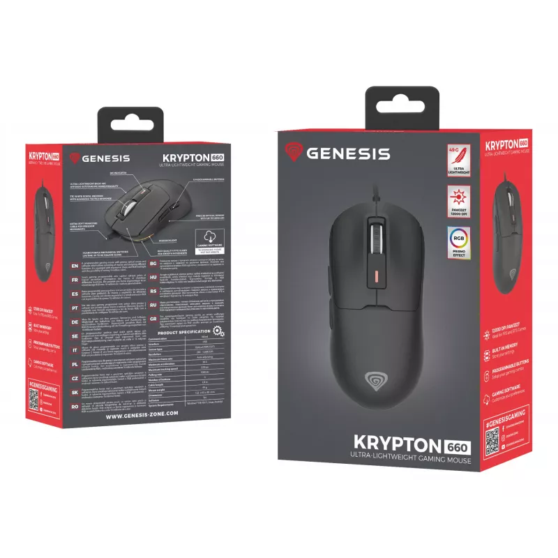 Rato gaming GENESIS Krypton 660 destro USB Type-A ótico 12000 DPI