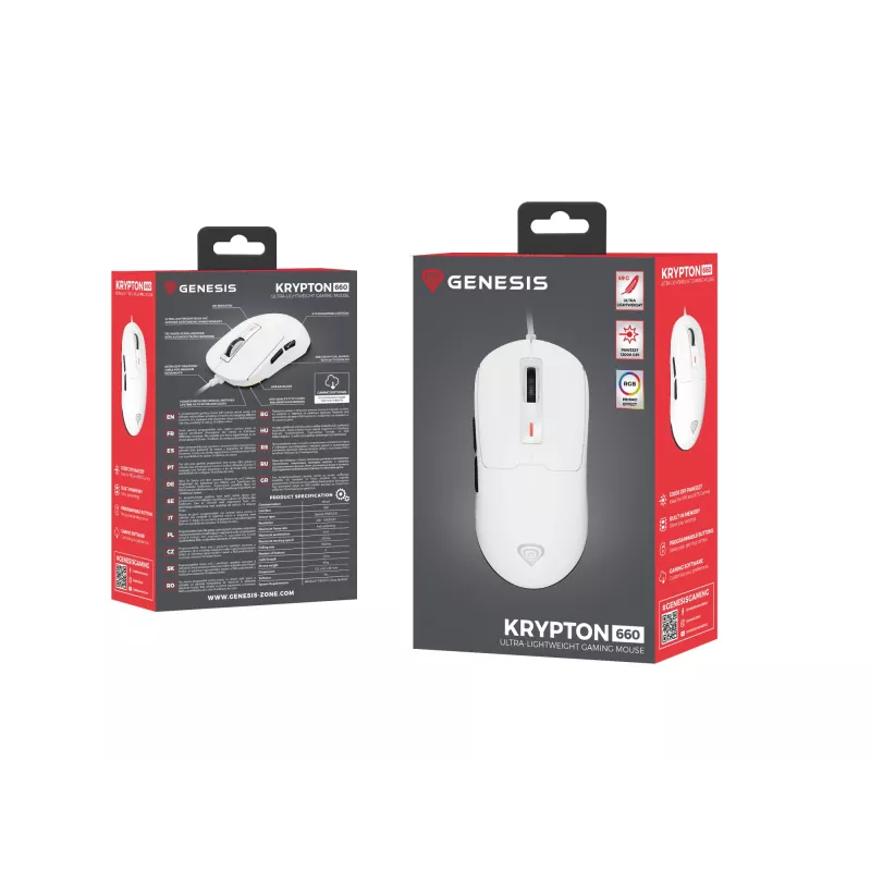 Rato gaming GENESIS Krypton 660 ambidestro USB Type-A ótico 12000 DPI