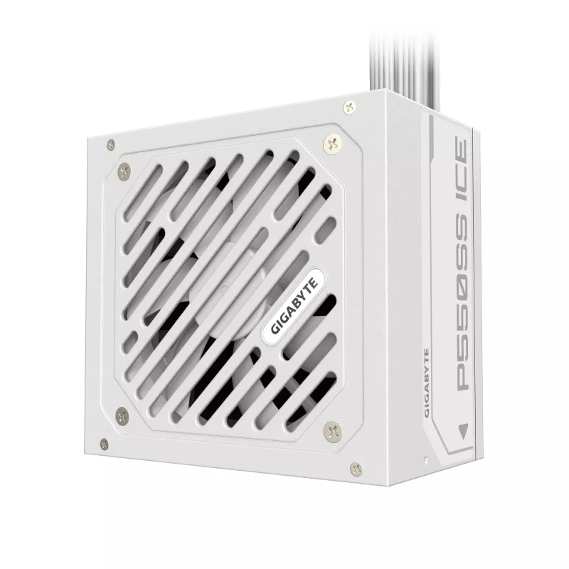 Fonte de alimentação GIGABYTE P550SS ICE - PCIe 5.0, 80 PLUS Silver, ventoinha 120mm, compatível ATX 3.0, ficha EU