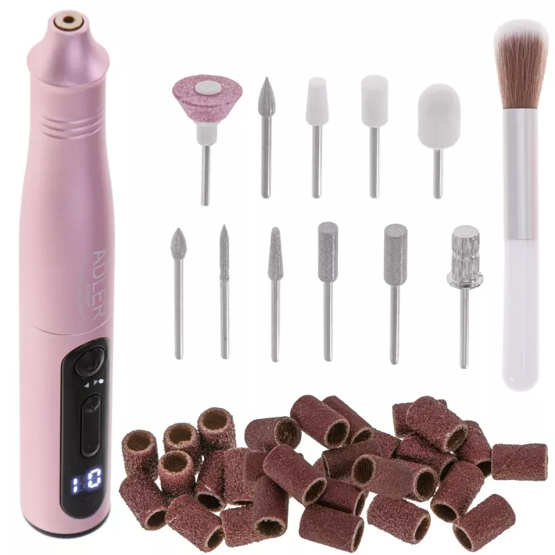 Conjunto de brocas para manicura e pedicura Adler AD 2181 - 5 níveis de potência, rosa