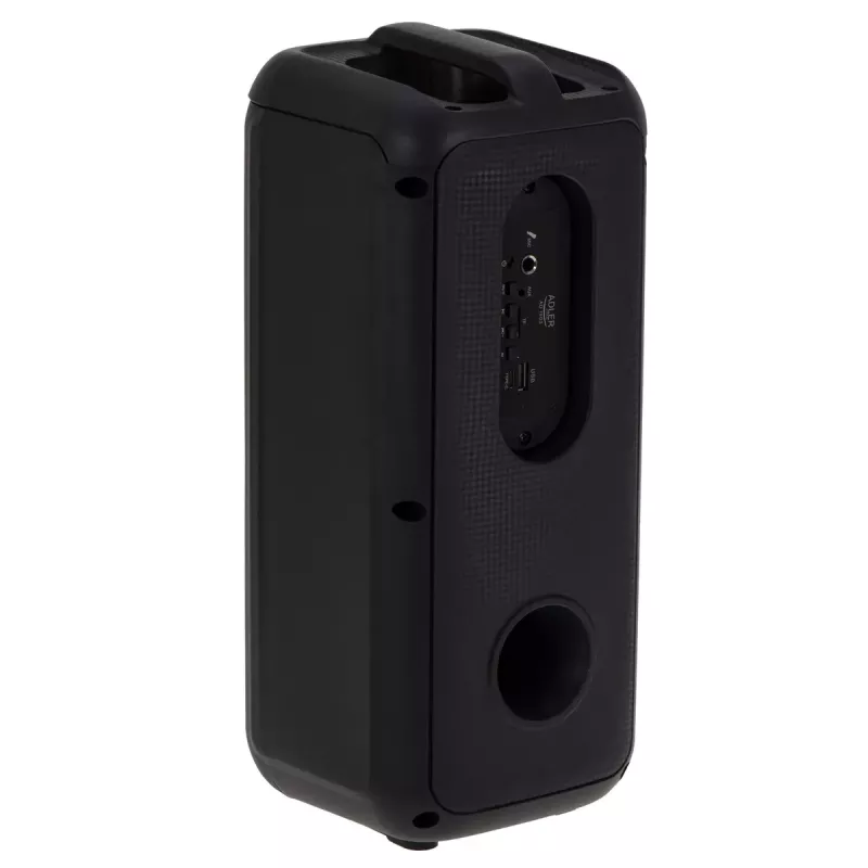Altifalante portátil Adler AD 1903, 2×5 W, Bluetooth, rádio FM, LED, bateria 1500 mAh, AUX, USB, preto