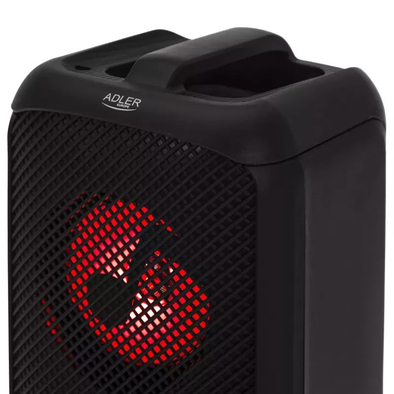 Altifalante portátil Adler AD 1903, 2×5 W, Bluetooth, rádio FM, LED, bateria 1500 mAh, AUX, USB, preto