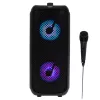 Altifalante portátil Adler AD 1903, 2×5 W, Bluetooth, rádio FM, LED, bateria 1500 mAh, AUX, USB, preto