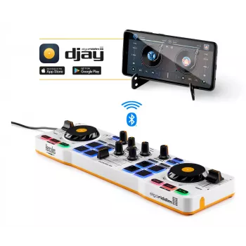 Controlador DJ Hercules 4780921 2 canais preto, branco, amarelo