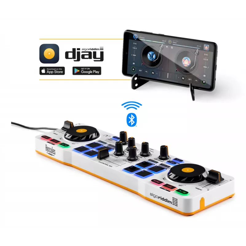 Controlador DJ Hercules 4780921 2 canais preto, branco, amarelo
