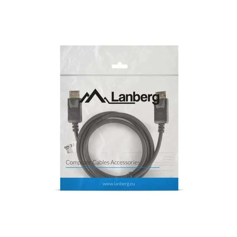 Cabo LANBERG DisplayPort M/M 19 Pin V1.2 4k 1,8 m preto