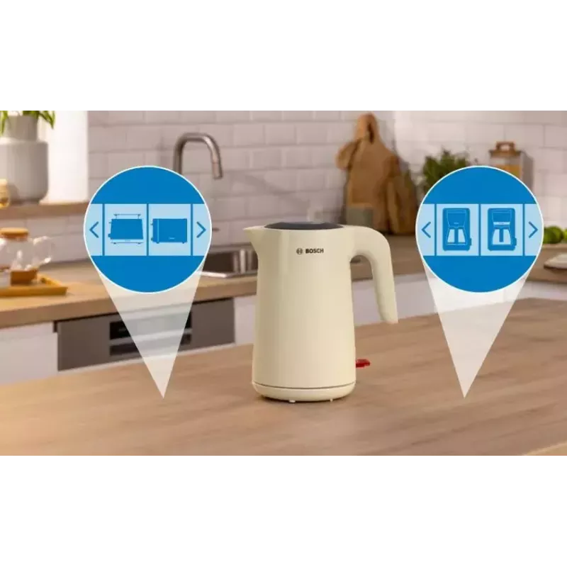 Chaleira elétrica Bosch TWK2M167 1,7 L 2400 W, sem fios com base 360°, desligamento automático, proteção contra funcionamento a seco