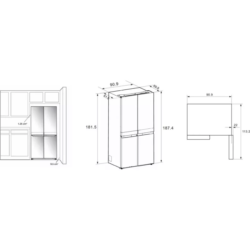 Frigorífico side-by-side Whirlpool WQ9I FO2BX EF de instalação livre 592 L preto
