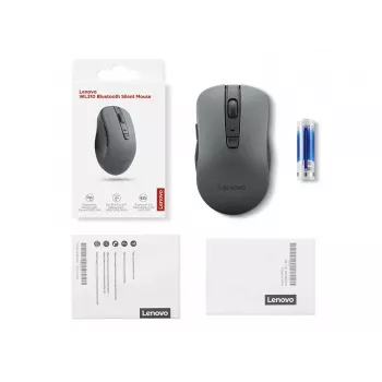 Rato sem fios ambidestro Lenovo WL310 Office – Bluetooth, ótico 1200 DPI, 6 botões, roda, cinzento, a pilhas