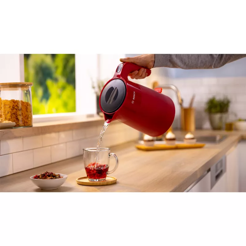 Chaleira elétrica Bosch TWK2M164 1,7 L 2400 W preta, cinzenta, vermelha