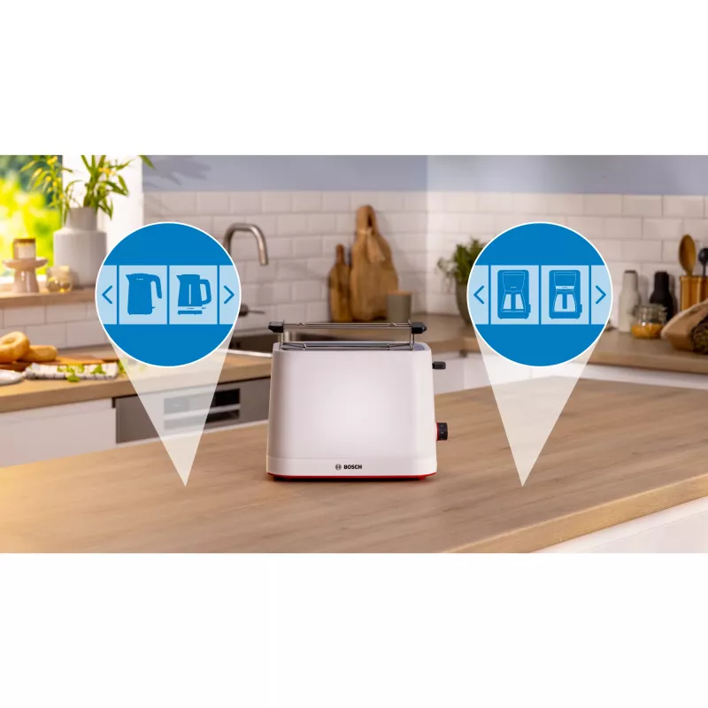 Bosch MyMoment TAT3M121 torradeira compacta, 2 ranhuras, 950 W, branca