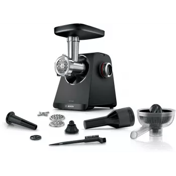 Picadora de carne Bosch MFWS430B — 1900 W, 2 velocidades, 2,5 kg/min, preto/prateado, 4,3 kg