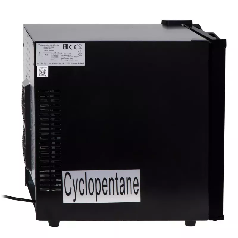 Adler AD 8089 frigorífico termoelétrico, 28 l, iluminação interior LED, 35 dB, classe energética E, preto
