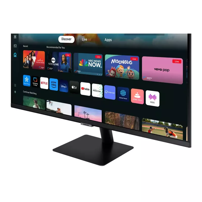 Monitor Samsung M50D de 27 polegadas — 27 polegadas Full HD (1920×1080), VA LED, 4 ms, ângulo de visão de 178°, altifalantes integrados, hub USB, VESA, preto