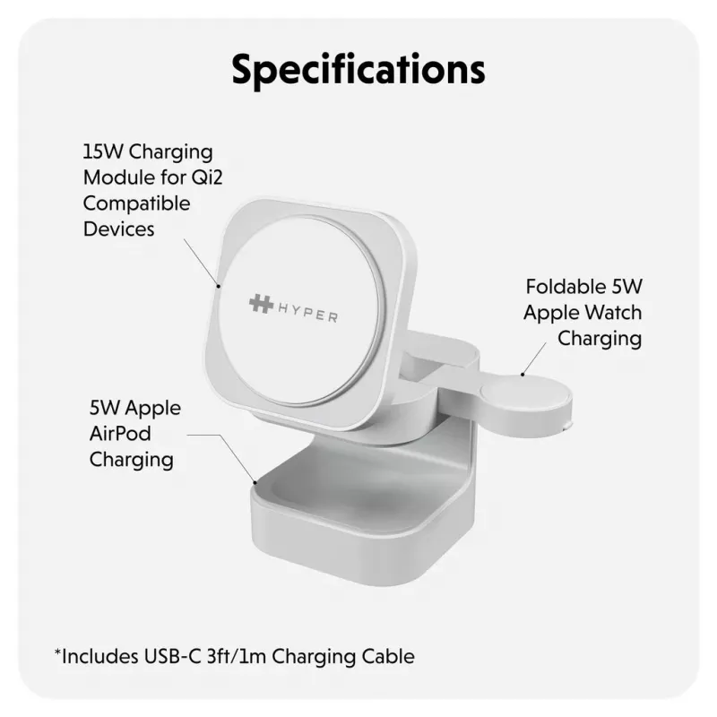 Carregador móvel Targus HJ3320WHGL auscultadores, smartphone, smartwatch Branco USB carregamento sem fios função de carregamento rápido interior
