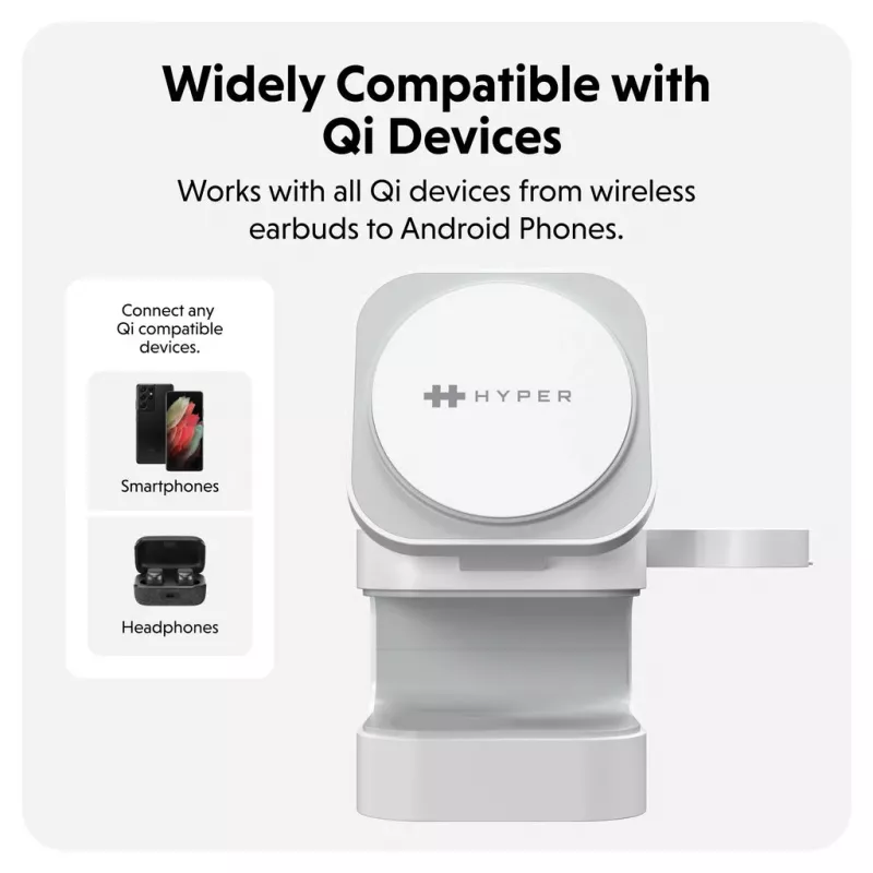 Carregador móvel Targus HJ3320WHGL auscultadores, smartphone, smartwatch Branco USB carregamento sem fios função de carregamento rápido interior
