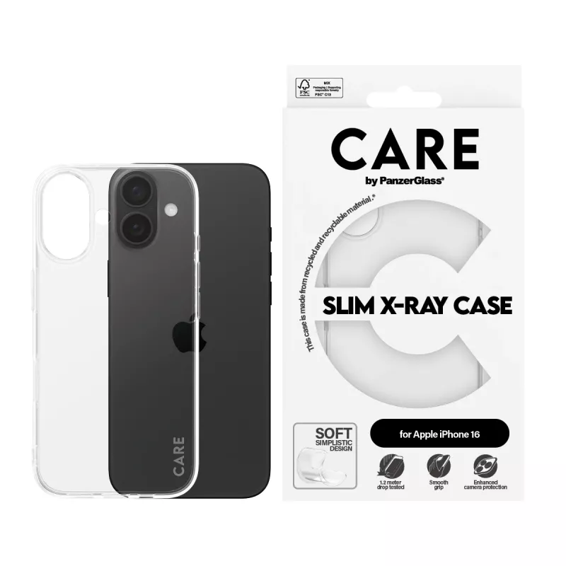 Capa PanzerGlass CARE™ by ® X-Ray para iPhone 16, capa, Apple, Apple - iPhone 16, transparente