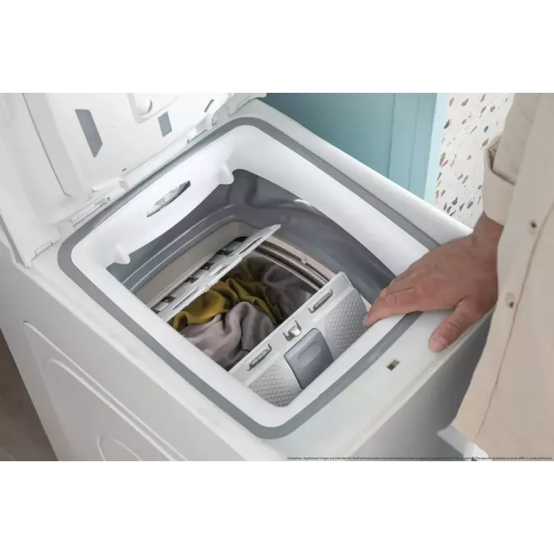 Máquina de lavar roupa CANDY TCA273D3-S de carga superior 7 kg, 1200 rpm, classe energética C, branca