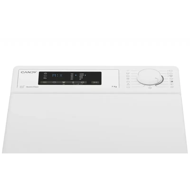 Máquina de lavar roupa CANDY TCA273D3-S de carga superior 7 kg, 1200 rpm, classe energética C, branca