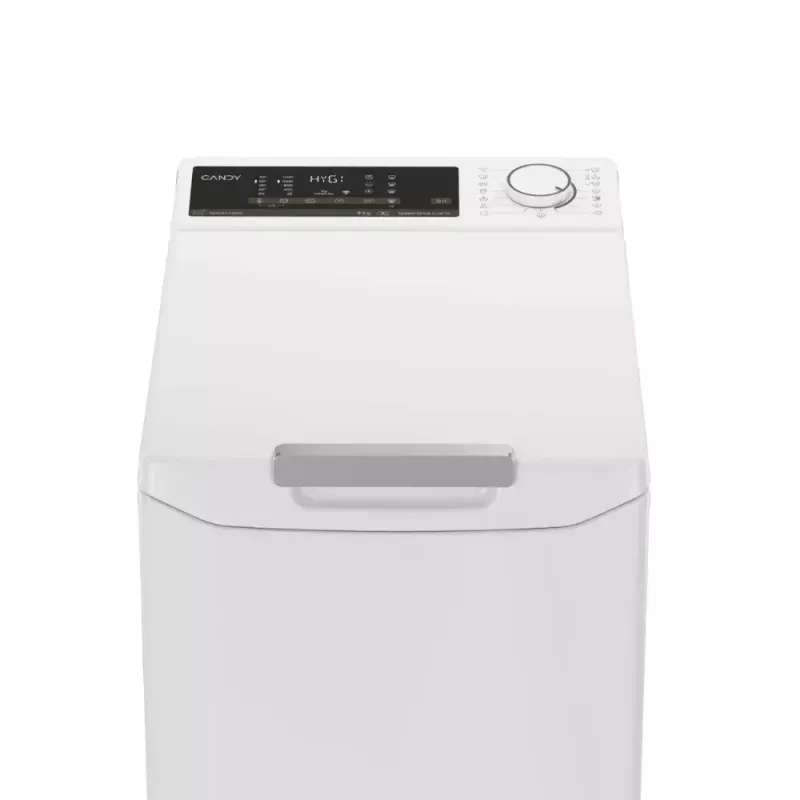 Máquina de lavar roupa de carga superior CANDY TCA284TM5-S — 8 kg, 1200 rpm, classe de eficiência energética A, 410×600×860 mm, branca