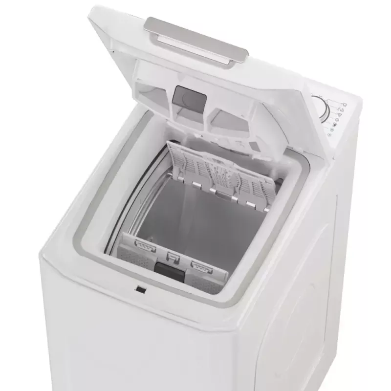 Máquina de lavar roupa de carga superior CANDY TCA284TM5-S — 8 kg, 1200 rpm, classe de eficiência energética A, 410×600×860 mm, branca
