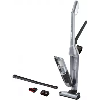 Aspirador vertical Bosch BCH3P210 2-em-1, limpeza a seco, depósito de pó 0,4 L, sem fios + funcionamento com cabo, cinzento/preto, 3 kg
