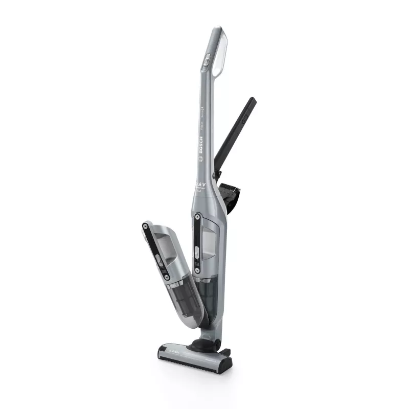 Aspirador vertical Bosch BCH3P210 2-em-1, limpeza a seco, depósito de pó 0,4 L, sem fios + funcionamento com cabo, cinzento/preto, 3 kg