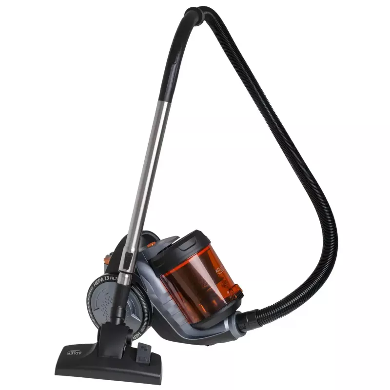 Aspirador sem saco Adler AD 7065 — 700 W, depósito de pó 1,6 L, HEPA, raio de 9 m, preto/vermelho