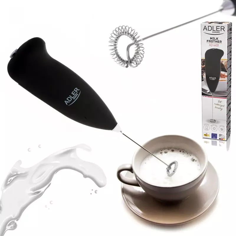 Batedor de leite elétrico de mão Adler AD 4491 batedor em aço inoxidável preto