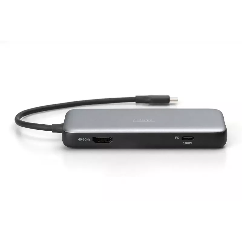 Docking station USB-C DIGITUS, 7 portas - HDMI / 2x USB-A 3.2 Gen 2 / GbE / SD / MicroSD - 100W USB Power Delivery
