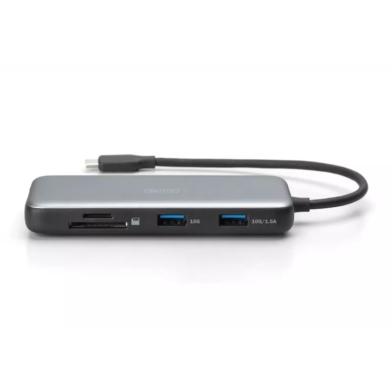 Docking station USB-C DIGITUS, 7 portas - HDMI / 2x USB-A 3.2 Gen 2 / GbE / SD / MicroSD - 100W USB Power Delivery
