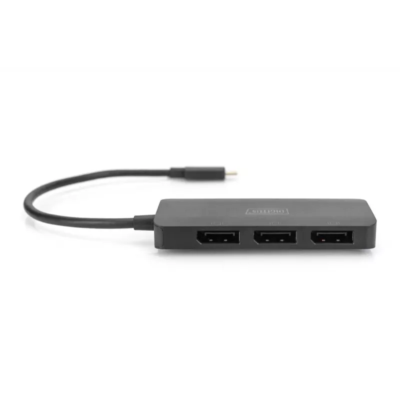 Digitus DS-45334 hub de vídeo MST de 3 portas, USB-C para 3x DisplayPort, preto
