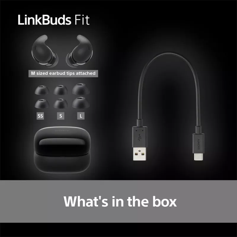 Auscultadores sem fios In-Ear Sony LinkBuds Fit WFLS910NB — Bluetooth, 20–20000 Hz, alcance de 10 m, 75 g, preto