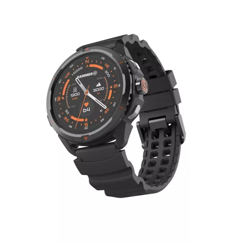 Smartwatch Hammer Hammer Watch 2 preto — 1,5 inch AMOLED, GPS, à prova de água, frequência cardíaca, monitorização de fitness