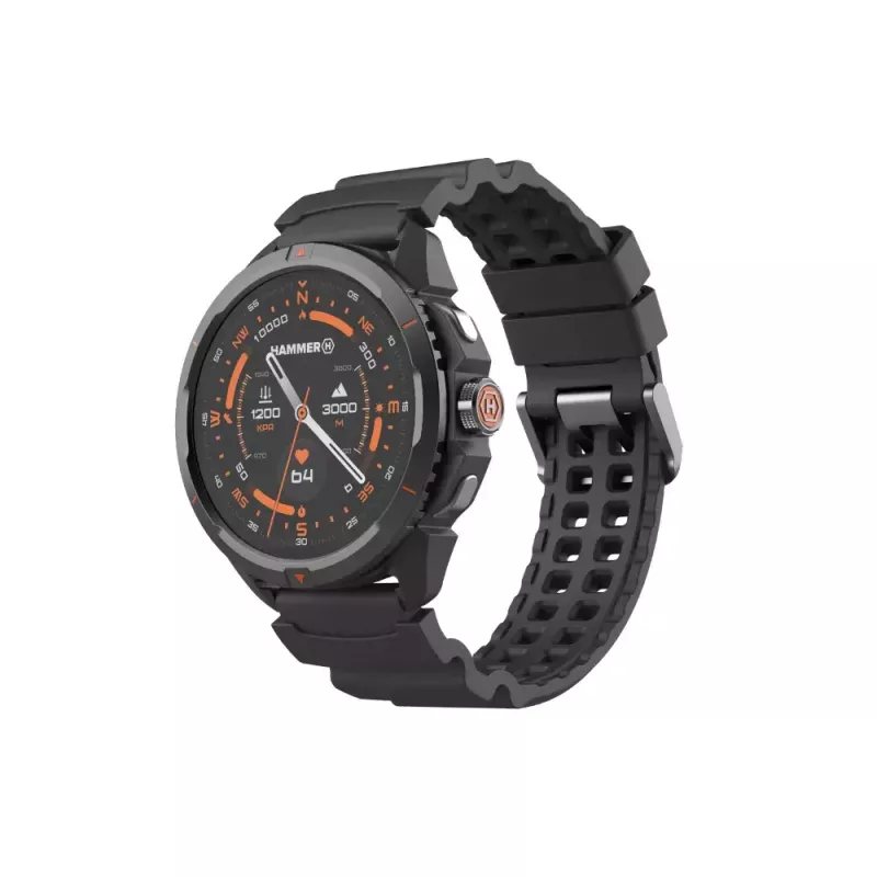 Smartwatch Hammer Hammer Watch 2 preto — 1,5 inch AMOLED, GPS, à prova de água, frequência cardíaca, monitorização de fitness