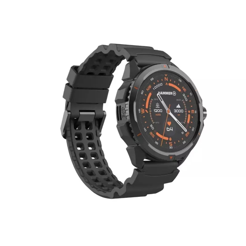 Smartwatch Hammer Hammer Watch 2 preto — 1,5 inch AMOLED, GPS, à prova de água, frequência cardíaca, monitorização de fitness