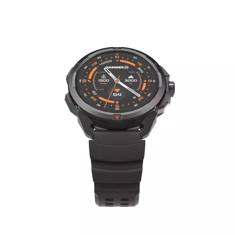 Smartwatch Hammer Hammer Watch 2 preto — 1,5 inch AMOLED, GPS, à prova de água, frequência cardíaca, monitorização de fitness