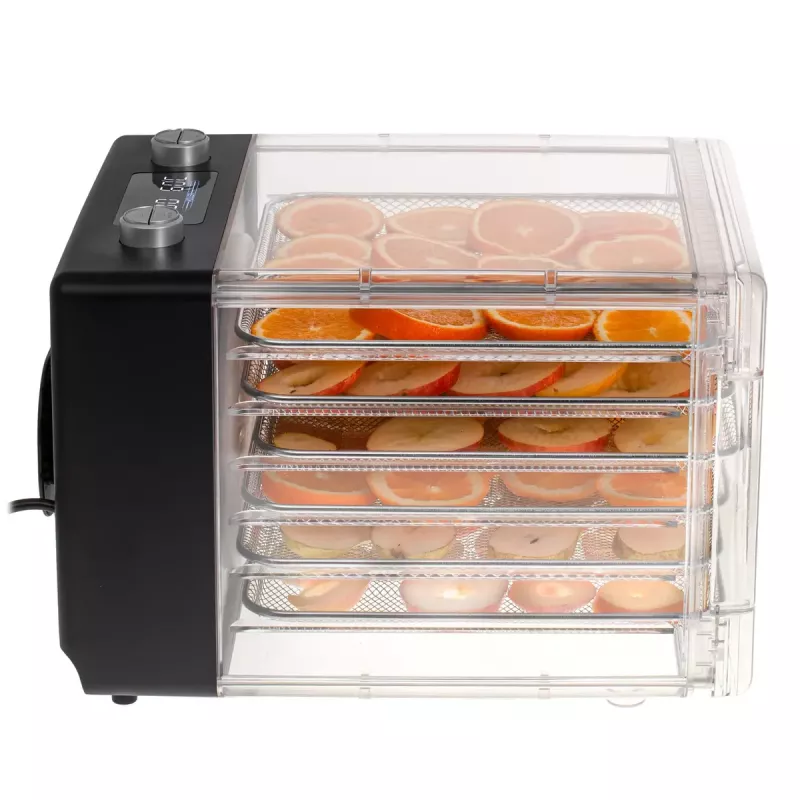 Desidratador de alimentos Adler AD 6660, 600 W, 6 tabuleiros, termostato ajustável, aço, design dobrável