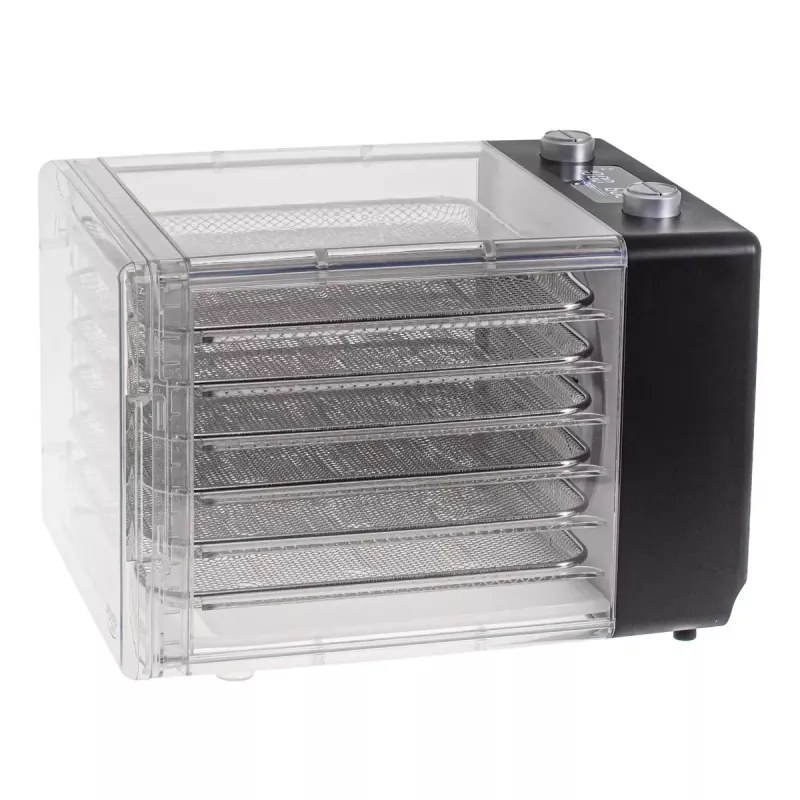 Desidratador de alimentos Adler AD 6660, 600 W, 6 tabuleiros, termostato ajustável, aço, design dobrável