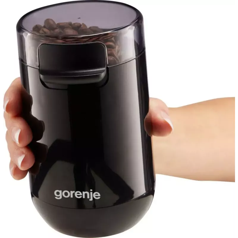 Moinho de café Gorenje SMK150SB — motor de 150 W, capacidade de grãos 45 g, lâminas de aço inoxidável, preto