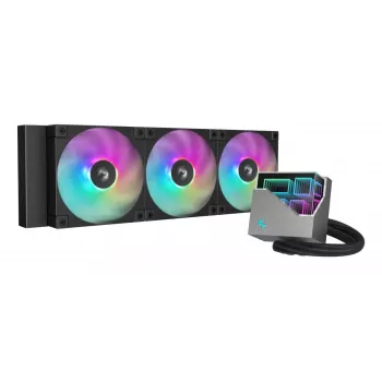 Refrigeração líquida All-in-One DeepCool LT360, 3 ventoinhas de 120 mm, 2400 rpm, 72,04 cfm, tubos de 41 cm, radiador de alumínio, preto
