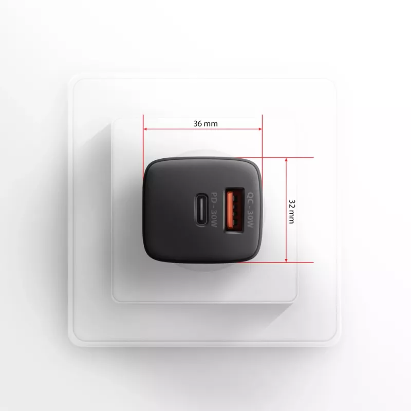 Carregador de parede Axagon ACU-PQ30 PD3.0 & QC4+ 2 saídas 30W