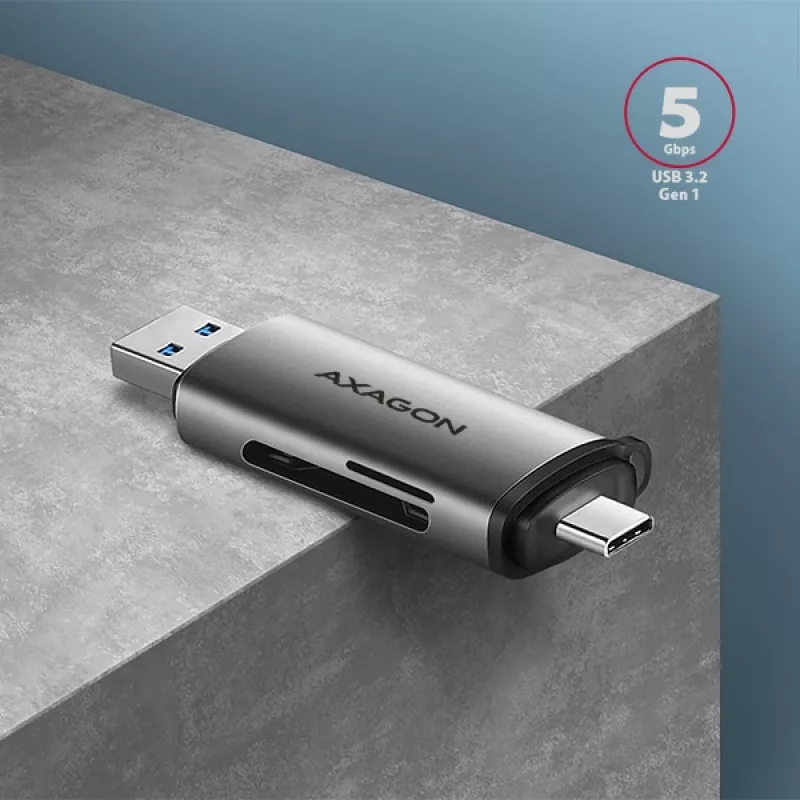 Leitor de cartões Axagon CRE-SAC SuperSpeed USB-C+USB-A 5 Gbit/s