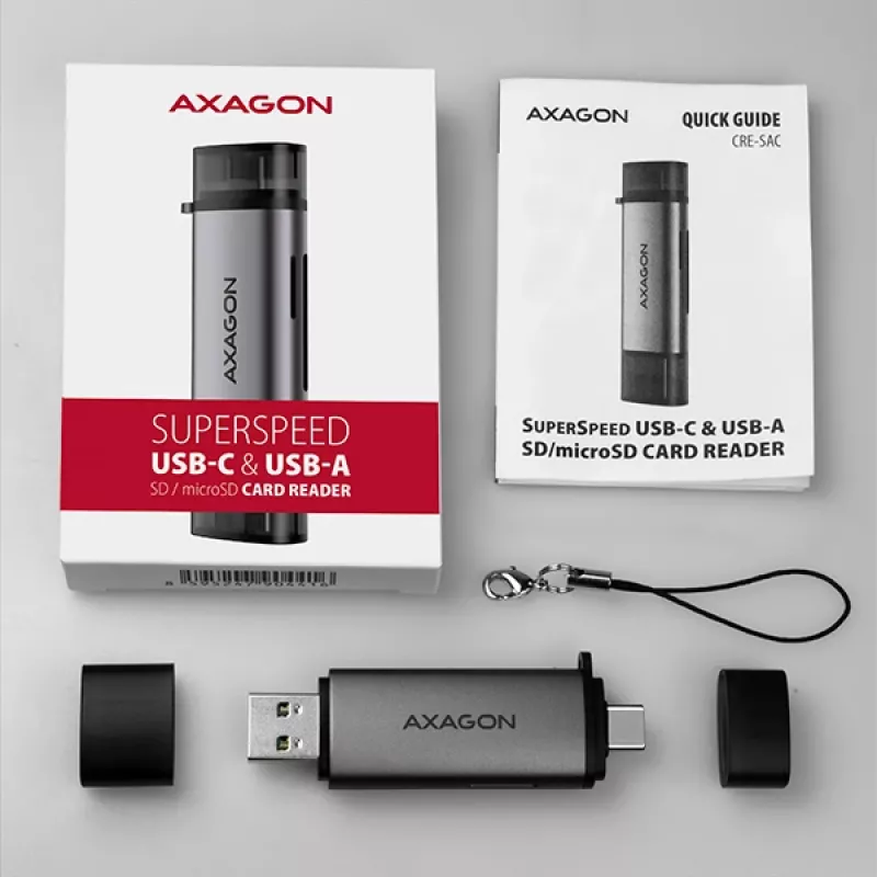 Leitor de cartões Axagon CRE-SAC SuperSpeed USB-C+USB-A 5 Gbit/s